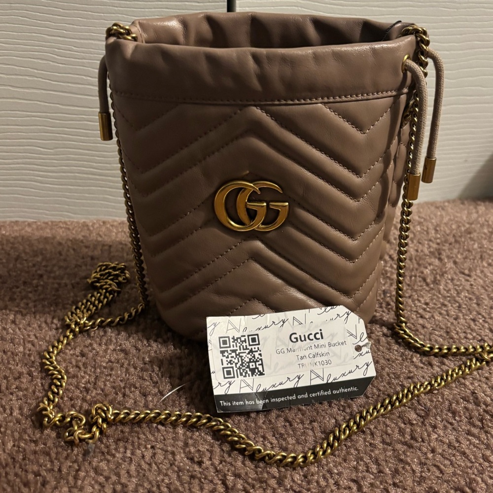Gucci Tan Mini Bag with Quilted AUTHENTIC